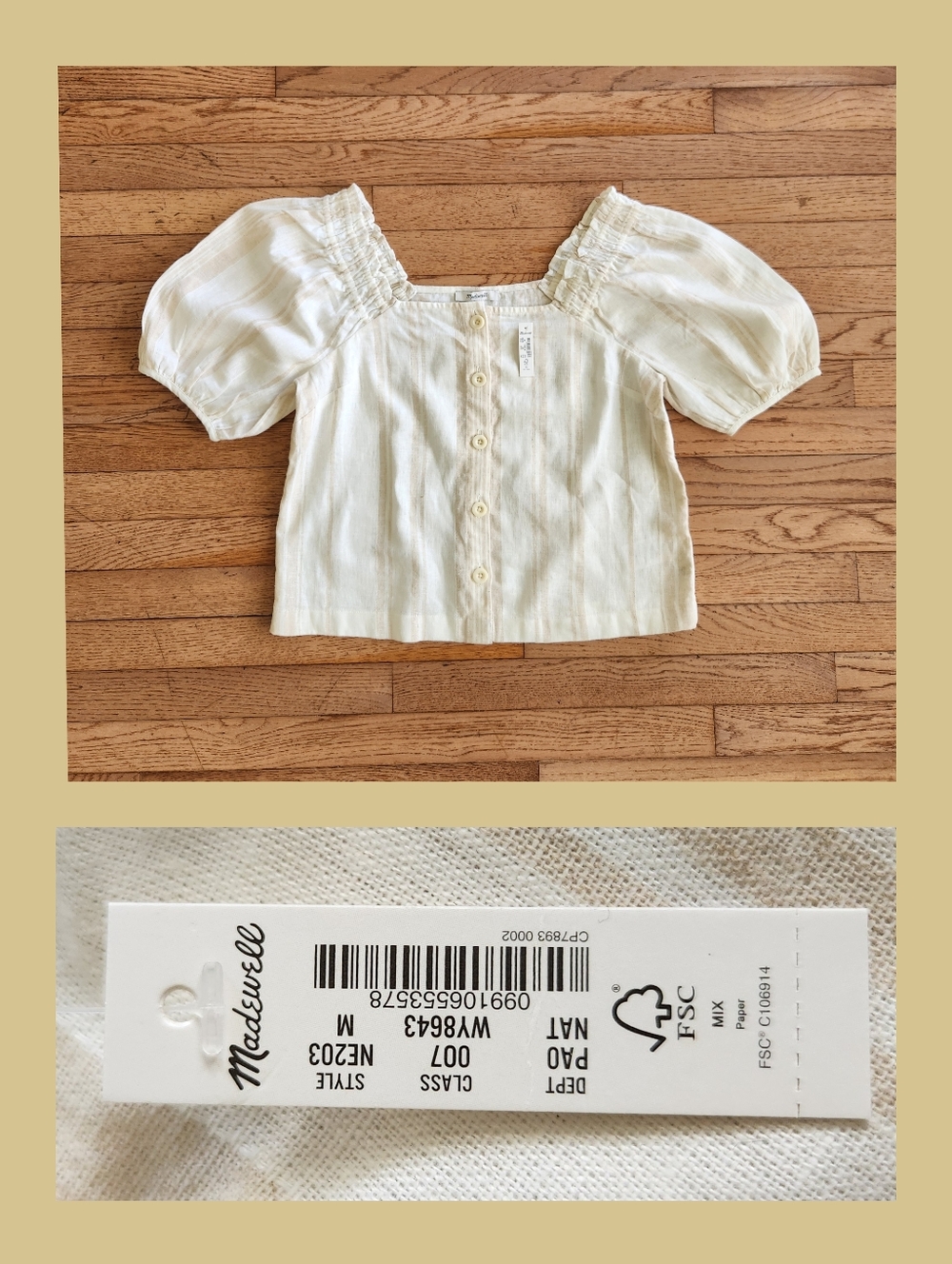 Madewell Crop Shirt Size Medium